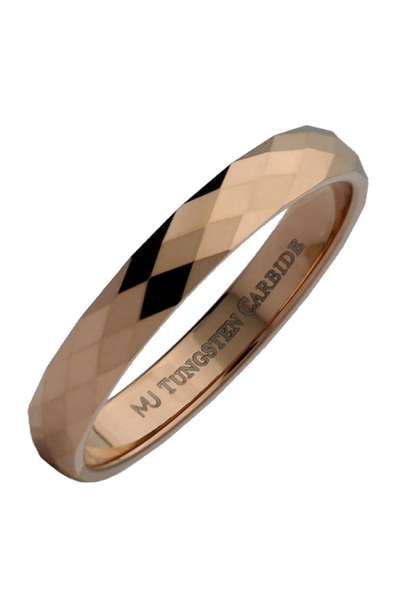 Metals Jewelry Unisex Adult 3MM Rose Gold Plated Honeycomb Pattern Tungsten Carbide Wedding Band Ring Size 7.5