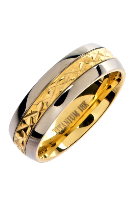 Metals Jewelry Unisex Adult 7mm 18K Gold Plated Wedding Band Grade 5 Titanium Ring Size 9