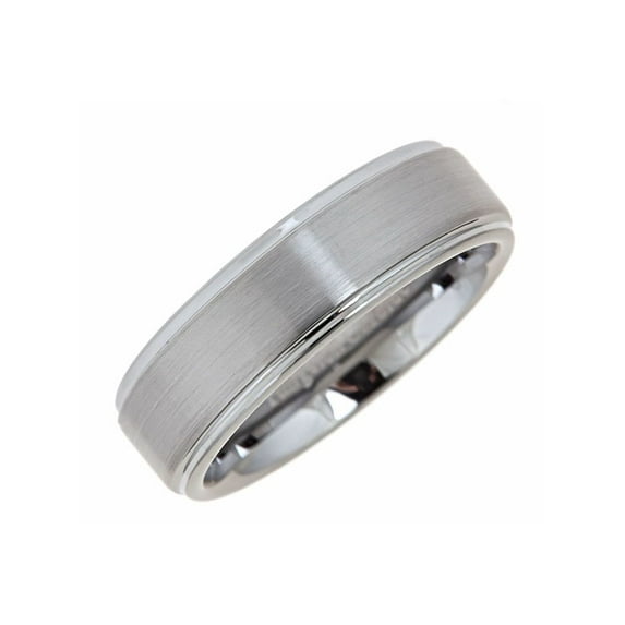 Metals Jewelry Unisex Adult Tungsten Carbide Recessed Edge Brushed Finish Wedding Ring 7mm Size 6.5