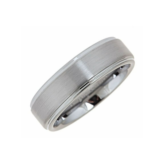 Metals Jewelry Unisex Adult Tungsten Carbide Recessed Edge Brushed Finish Wedding Ring 7mm Size 9.5