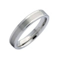 thumbnail image 1 of Metals Jewelry Unisex White Tungsten Carbide Brushed Center Flat Pipe 4mm Wedding Ring Size 11, 1 of 5