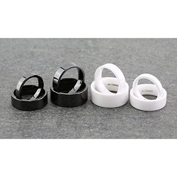 Metals Jewelry White Ceramic 10mm Wedding Band Flat Pipe Cut High Polished Ring Size 10