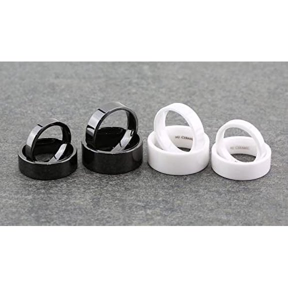 Metals Jewelry White Ceramic 10mm Wedding Band Flat Pipe Cut High Polished Ring Size 11.5