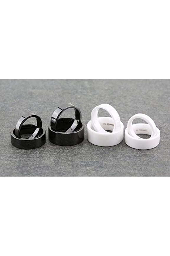 Metals Jewelry White Ceramic 6mm Wedding Band Flat Pipe Cut High Polished Ring Size 7