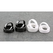 Metals Jewelry White Ceramic 8mm Wedding Band Flat Pipe Cut High Polished Ring Size 7