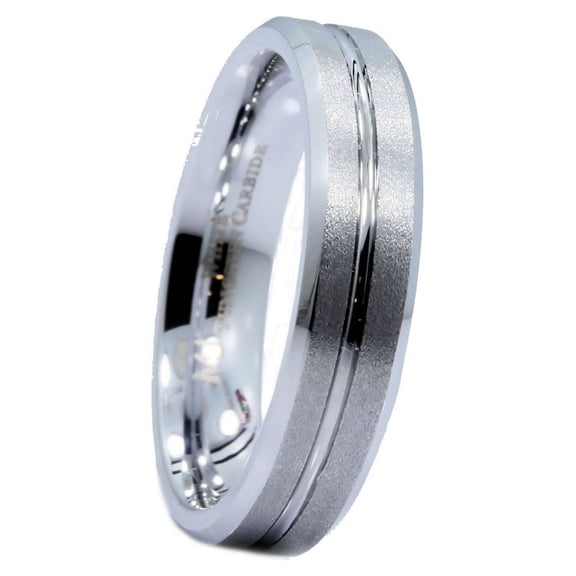 Metals Jewelry White Tungsten Carbide 5mm Wedding Center Groove Brushed Top Wedding Ring Size 10