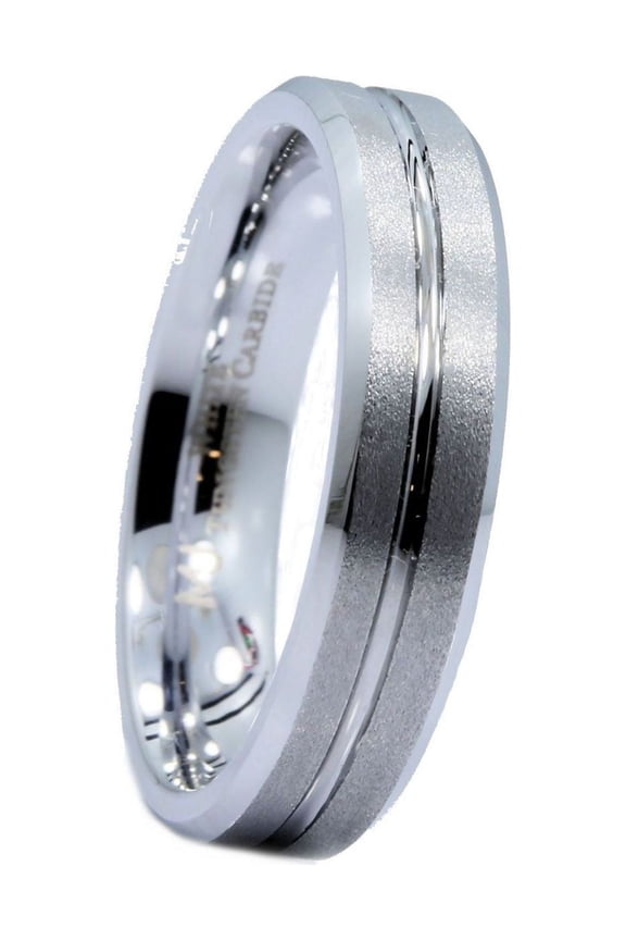 Metals Jewelry White Tungsten Carbide 5mm Wedding Center Groove Brushed Top Wedding Ring Size 9.5