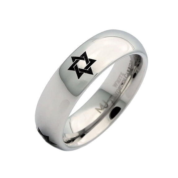 Metals Jewelry White Tungsten Carbide Star of David Polished Classic Wedding Band 6mm Ring Size 13