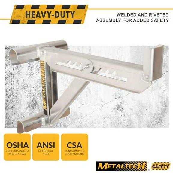 Metaltech 1 Unit 2-Rung Ladder Jack E-LJ20, Aluminum Jack for Scaffolding Extensions and Work Platforms, Scaffold, Masonry, Painting, Roofing Tool for Job Site and Home Improvement