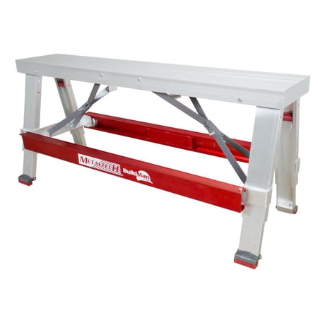 Metaltech Drywall Bench Aluminum Adjustable - 500 Lb Capacity - 48 In, Red
