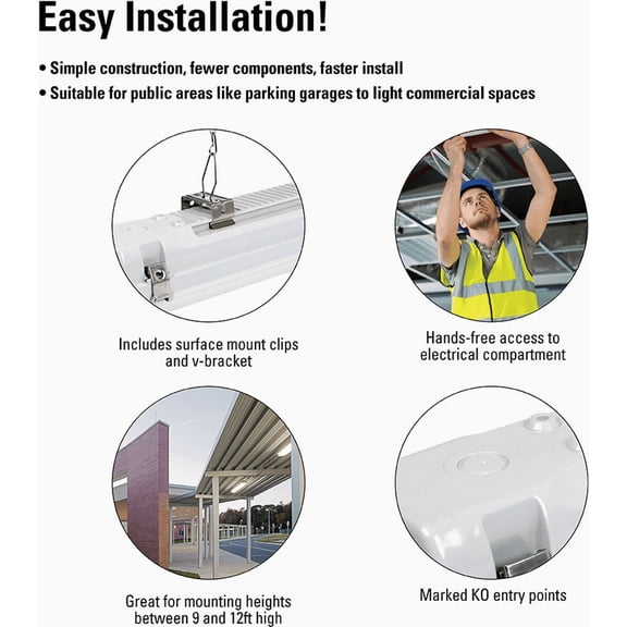 Metalux Commercial LED Strip Light Fixture - Single Pack  Residential Use, Standard Application