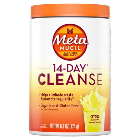Metamucil 14-Day Cleanse Fiber Powder Supplement, Citrus, 30 Tsp