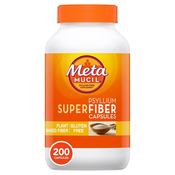 Metamucil Psyllium Husk Capsules, 200 Capsules, Daily Super Fiber