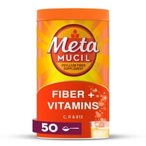 Metamucil Daily Fiber Supplement with Vitamins C, D & B12, Sparkling Fiber, Citrus, 50 Servings