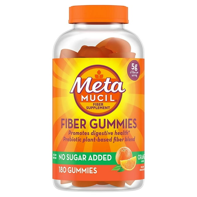 Metamucil Fiber Gummies, No Sugar Added, Orange Flavor (180 Count