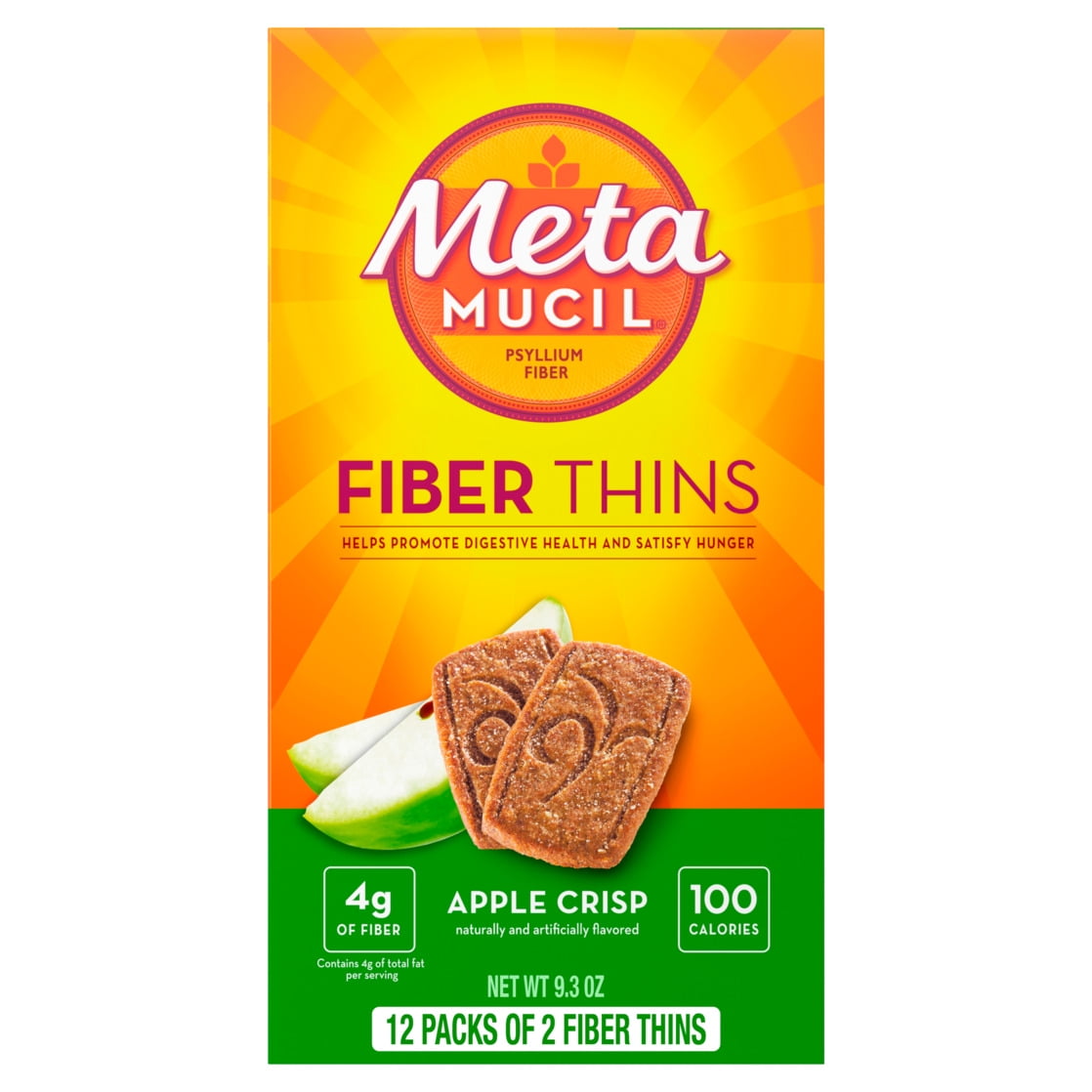 Metamucil Fiber Supplement Chewable Thins, Fiber Powder Food, Apple Spice, 12 Count