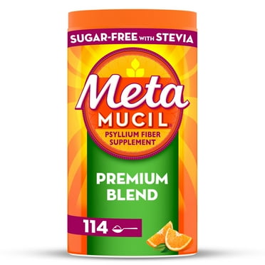 Metamucil Fiber Supplement, Fiber Powder with Stevia for Digestive Health, Orange, 114 Servings