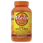 Metamucil, Daily Psyllium Husk Powder Supplement, 3-in-1 Fiber Supplement for Digestive Health, Plant Based Fiber Supplement, 300ct Capsules