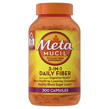 Metamucil Fiber Supplement, Psyllium Fiber Capsules for Adults Daily Digestive Health, 300 Count