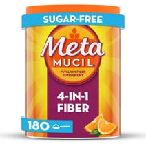 Metamucil Fiber Supplement, Psyllium Husk Powder for Digestive Health, Sugar-Free, 180 Servings
