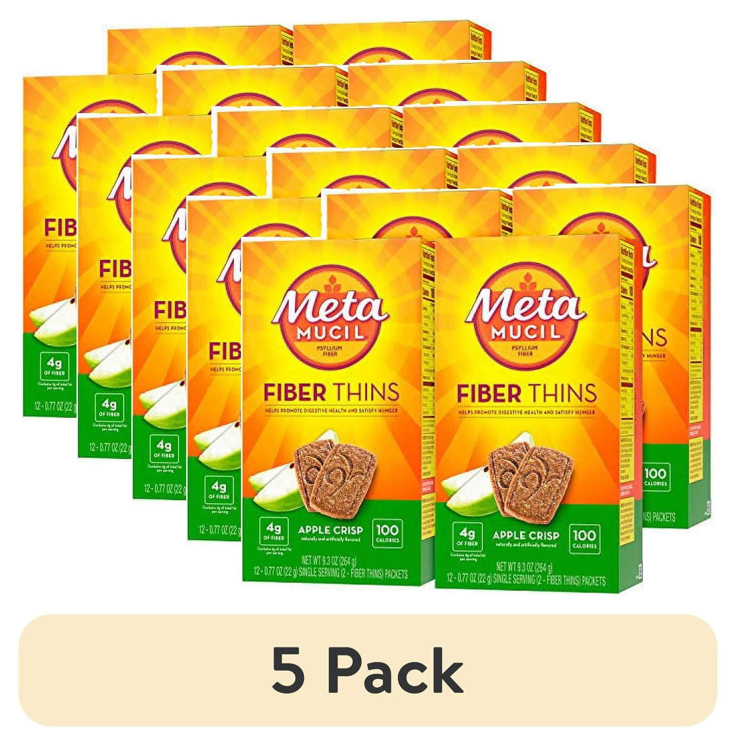 (5 pack) Metamucil Fiber Supplement Thins, Apple Crisp Flavor, 48 ct