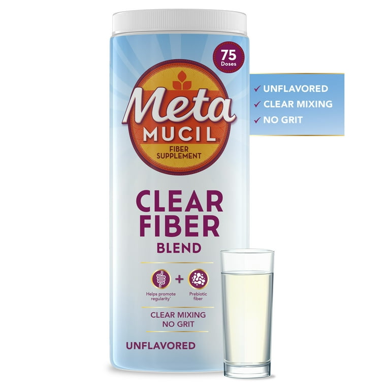 Metamucil Fiber Supplement, Clear Fiber Powder for Digestive 