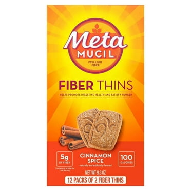 Metamucil Fiber Supplement Chewable Thins, Fiber Food for Digestive Health, Cinnamon Spice, 12 Count