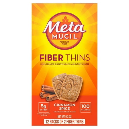 product image of Metamucil Fiber Thins, Psyllium Husk Fiber Supplement for Digestive Health, Cinnamon Spice, 12 Ct