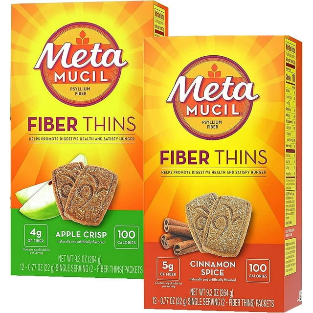 Metamucil Multigrain Fiber Thins Apple Crisp and Cinnamon Spice Flavor Pack Fiber Cookies