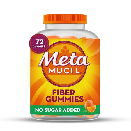 Metamucil Plant Based Fiber Gummies Fiber Supplement for Digestive Health, No Sugar Added, 72 Count