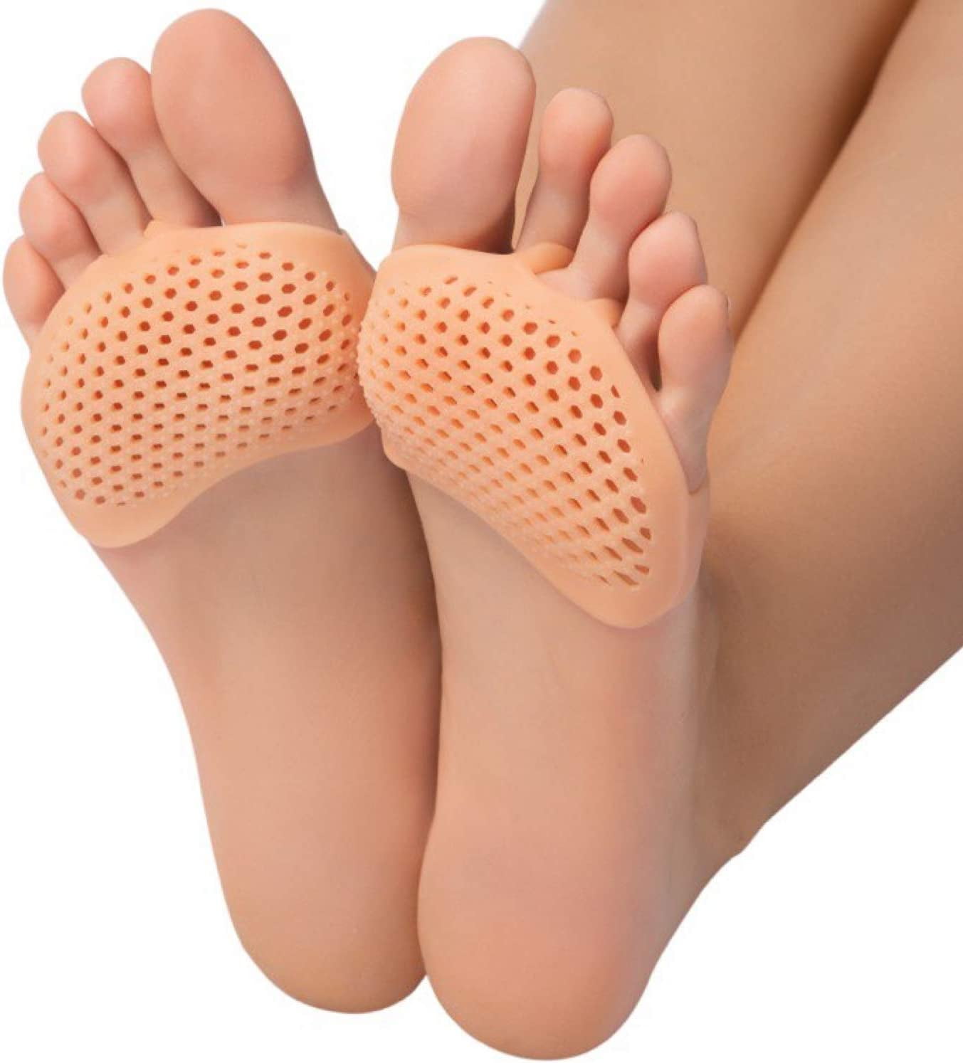 Metatarsal Pads Ball of Foot Cushions - 2 Pairs Soft Gel Reusable Breathable Sleeve Pads, Forefoot Cushioning Shoe Supports for Women and Men - Fast Pain Relief & All Day Comfort for Feet, One Size
