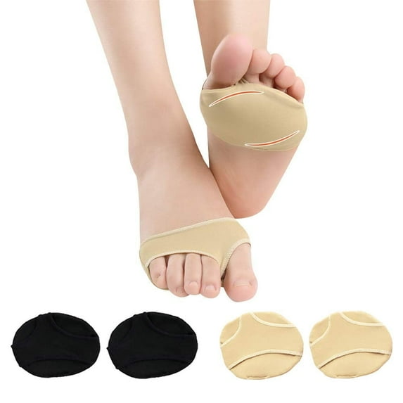 4Pcs Metatarsal Pads Sleeve,Comfortable Ball of Foot Cushions with Soft Breathable Fabric for Women Men, Forefoot Gel Pads for Feet Neuroma Pain Relief and Prevent Calluses Blisters(2 Black,2 Beige)