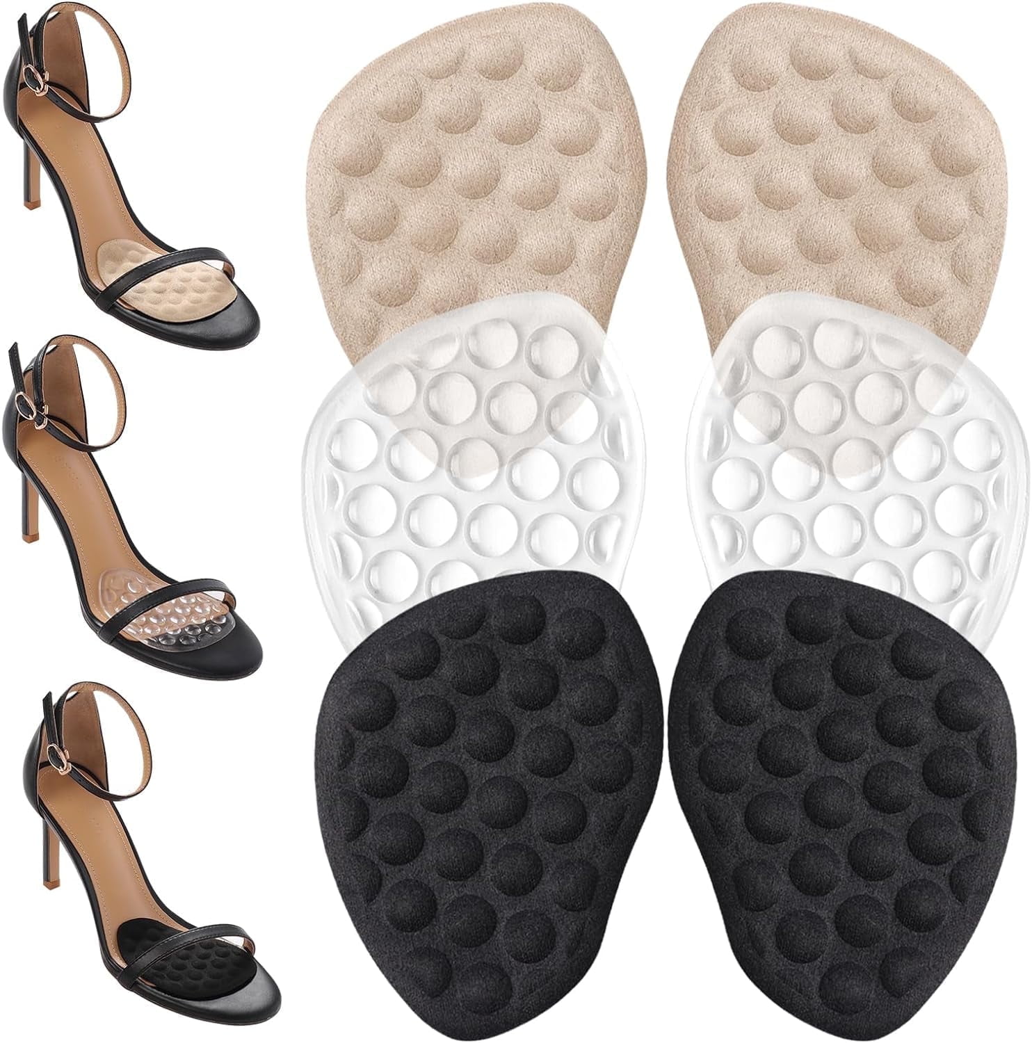 3Pair Metatarsal Pads Women Ball of Foot Cushions for Women Shoe