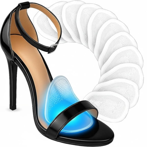 Metatarsal Pads for Women & Men (12 Pads) Ball of Foot Cushions, High Heel Cushion Foot Pads for Pain Relief & All Day Comfort, Anti Slip Heel Insert for Women, One Size Fits All