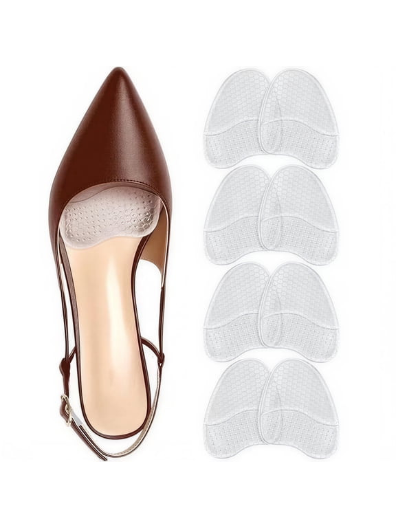 4 Pairs Women Gel Ball of Foot Cushions, Invisible Anti Slip Metatarsal Pads Comfort Inserts for High Heels