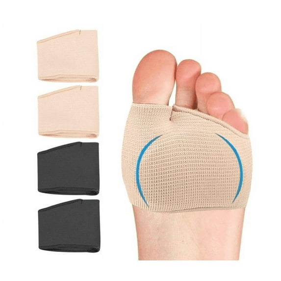 Metatarsal Sleeve with Gel Pads - 4 Pieces - Ball of Foot Cushions with Soft Gel - Fabric Compression - Help Metatarsalgia, Mortons, Neuroma, Calluses Blisters, Diabetic feet - for Women, Men