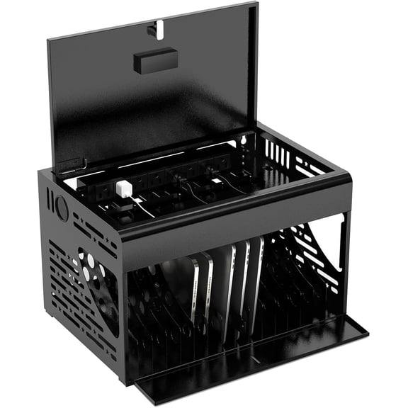 Metateel 16 Bay Laptop Charging Cabinet for Chromebook, Locking Charging Station with Cable Management, Fits 14" Screensize Tablet for Classroom Library Office (Black)