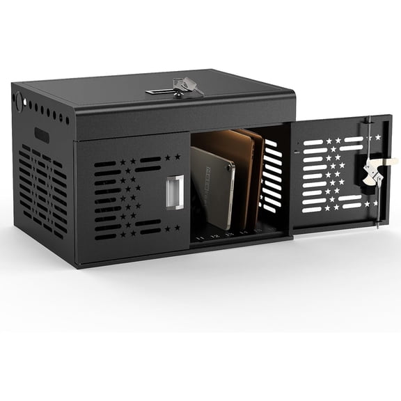 Metateel 16-Device Locking Charging Station for Chromebook iPads, Tablet - Charging Storage Box for Classroom Library Office (Black)
