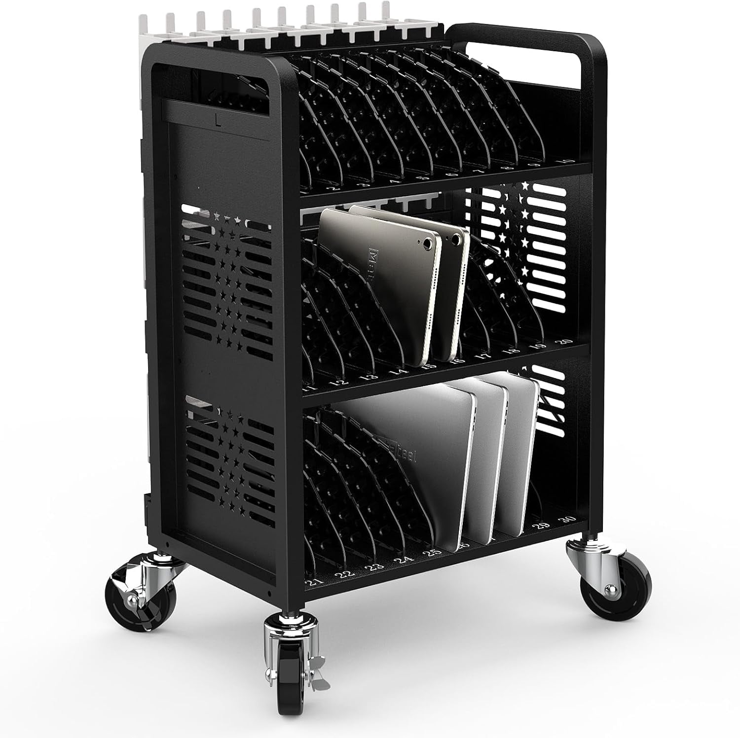 Ht Charging Rack Metateel 30-Unit Mobile Charging Cart-Open Charging Station Rack for 14 ...