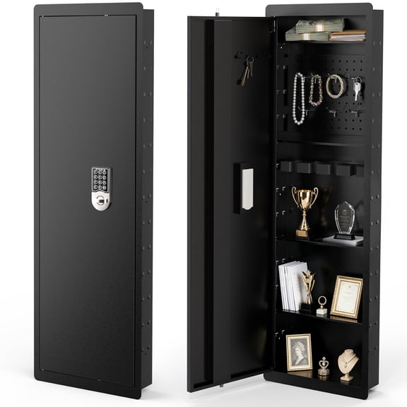 Metateel 45.26" In-Wall Gun Safe Between Studs, Heavy-Duty Steel Wall Safe with Electronic Keypad Lock, Adjustable Shelves & Magnetic Slot