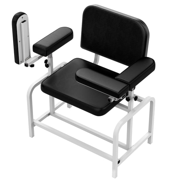 Metateel Blood Drawing Phlebotomy Chair with Adjustable Armrest - Extra Large Comfortable Padded Medical Chairs for Hospital Clinic Lab Medical Facilities (Black)