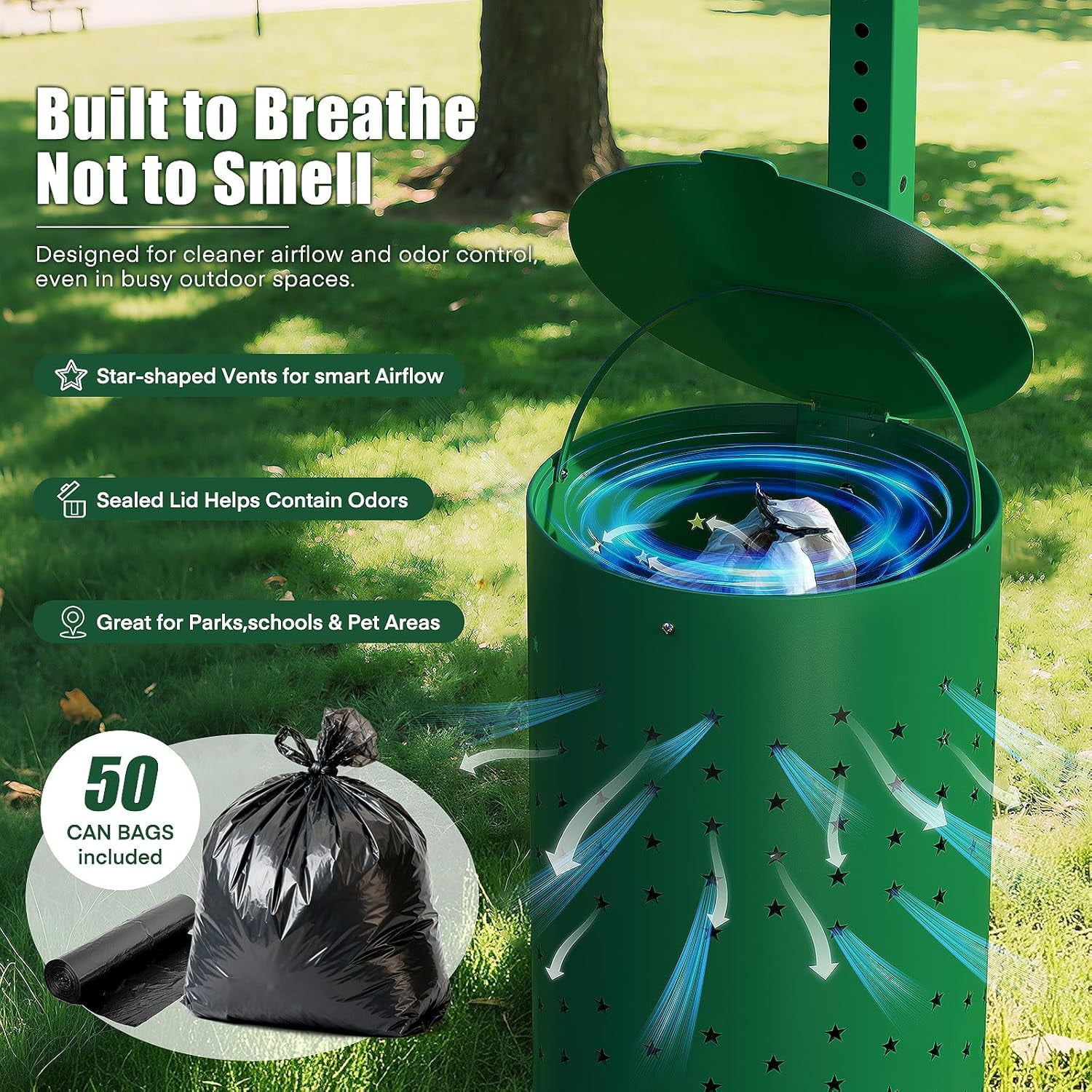 Metateel Dog Waste Station Outdoor, Pet Waste Disposal Station Rustproof Aluminum with 10 Gallon Trash Can, 600 Dog Poop Bags & 50 Liners for Parks, Trails, HOA Communities, Backyards