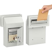 Metateel Door Drop Box for Mail, Rent, Deposit, and Night Key - Through The Door Locking Steel Mailbox with Rear Access | 9.75  L x 4.25  W x 14.75  H White