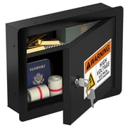 Metateel Hidden Wall Safe with Concealed Panel   Steel In-Wall Lock Box Fits 16  Studs   Key Lock Security Cabinet for Cash & Documents   Recessed Safe for Home & Office Black