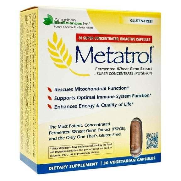 Metatrol Fermented Wheat Germ Extract Super Concentrate - Immune and Mitochondria Support - Gluten Free - 30 Vegetarian Capsules, 41mg