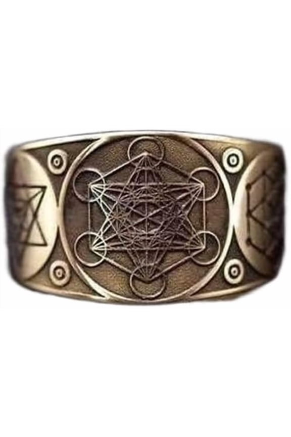 Metatron Cube Archangel Warriors Open Ring,Copper Metatron Cube Ring(Adjustable Ring)