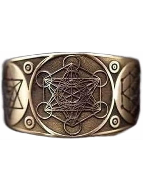 Metatron Cube Archangel Warriors Open Ring,Copper Metatron Cube Ring(Adjustable Ring)