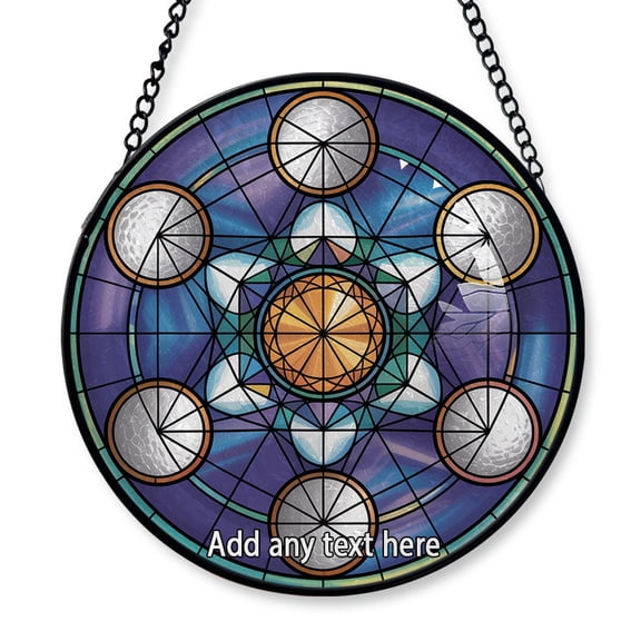 Metatron Cube Stained Glass Suncatcher Window Hanging Christmas 2025 Personalized Tree Window Hanging for Family, Friends, Man or Woman, Custom Text Keepsake yiIGXx