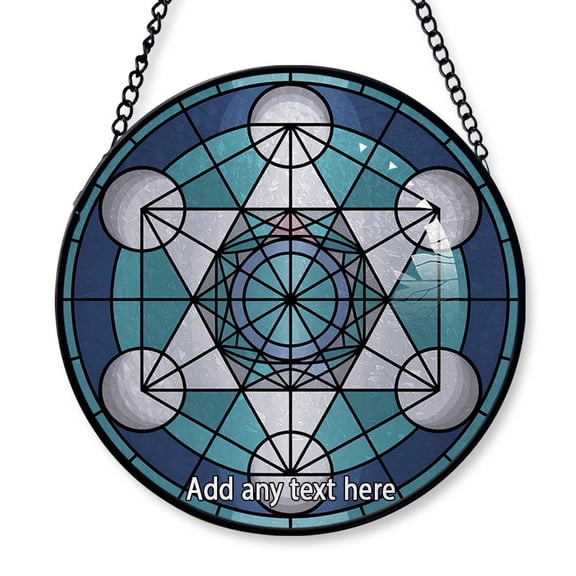 Metatron Cube Stained Glass Suncatcher Window Hanging  Custom Text Window Hanging to Hang on Christmas Tree, Gift for Family, Friends, Man & Woman, Christmas 2025 p0Qrq6