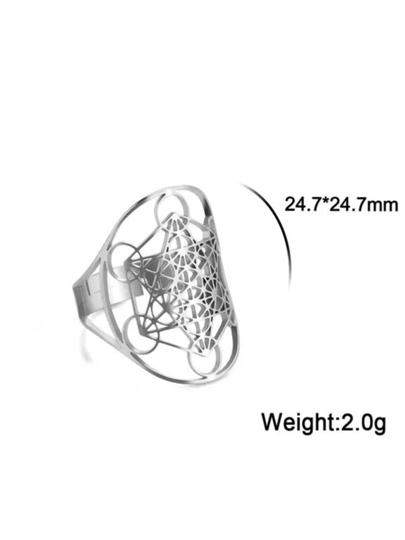 Metatron's Cube Ring Archangel Protection Women Ring Stainless Steel Jewelry